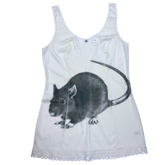 BIG BLACK RAT 2 WHITE MINI BOW DRESS - S
