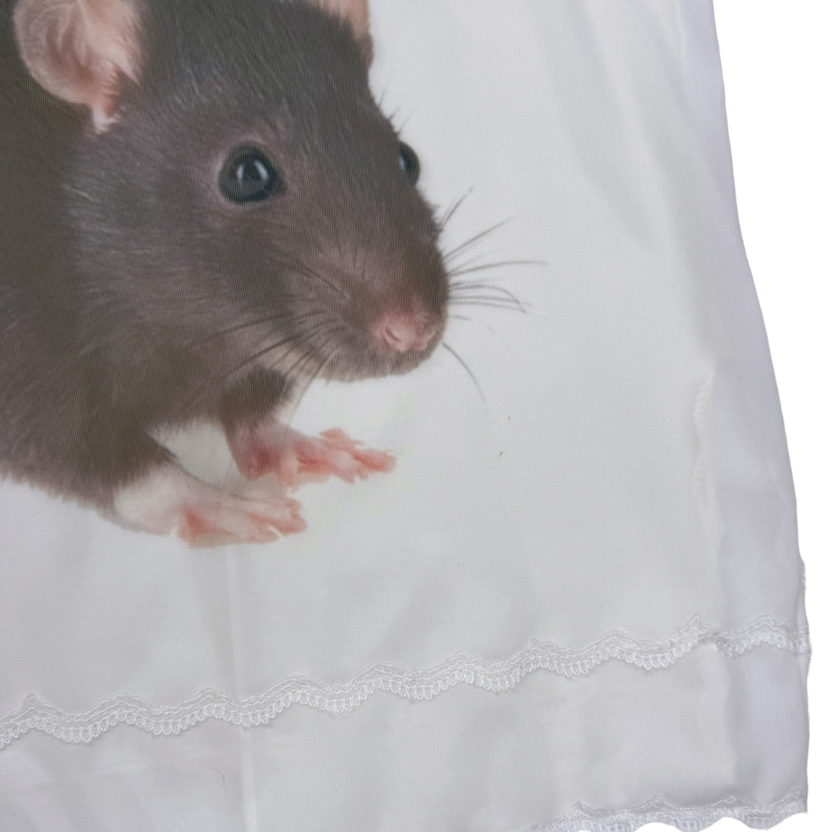 BIG BROWN RAT 2 WHITE FLOWER DRESS - S