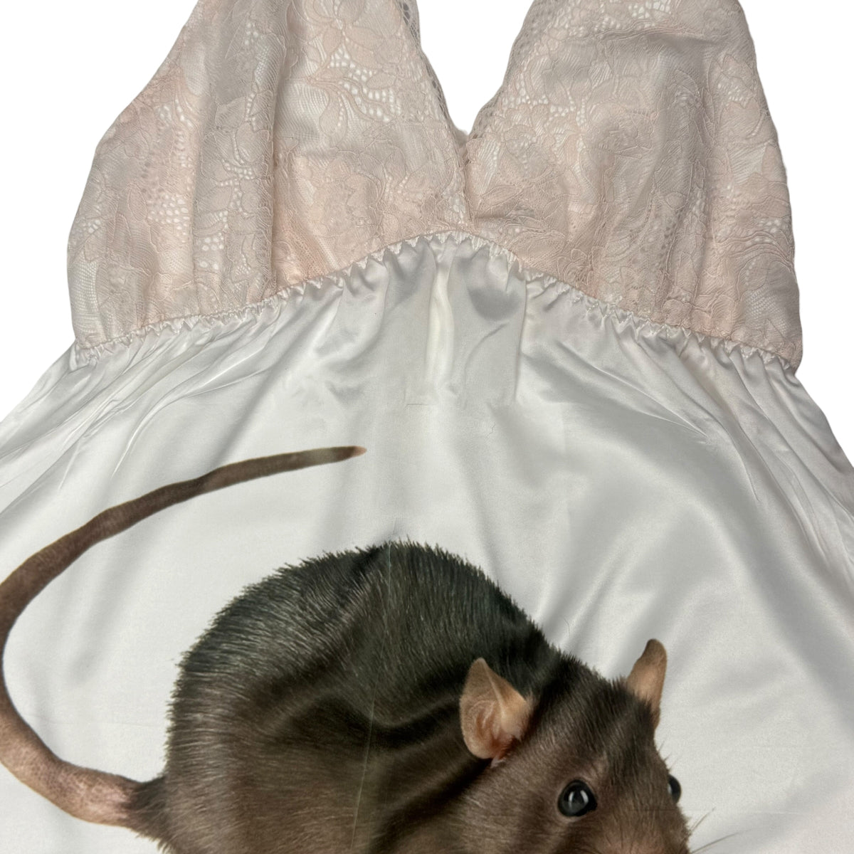 BIG BROWN RAT BABYDOLL DRESS w pink trim - M