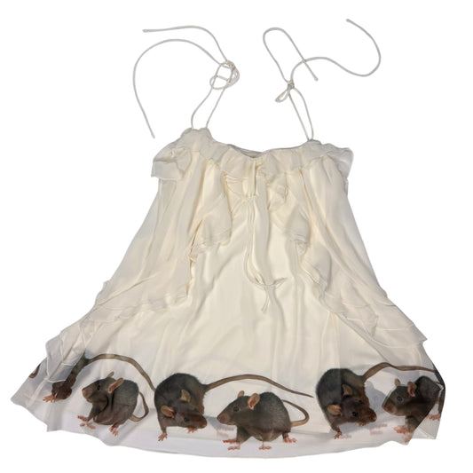 RAT FRIENDS WHITE RUFFLE DRESS - M/L