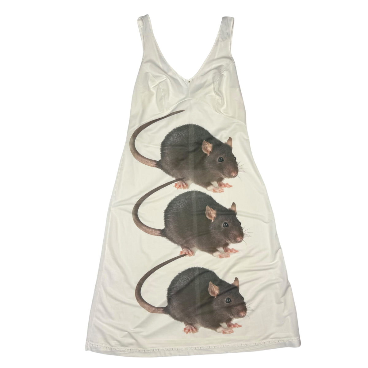 BIG BROWN RAT 3 LONG WHITE DRESS - M