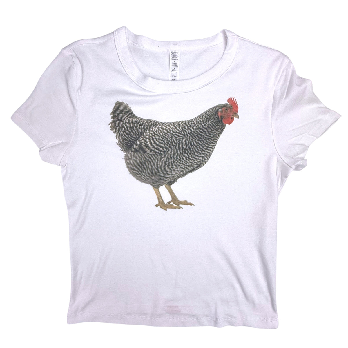CHICKEN WHITE BABY TEE - M