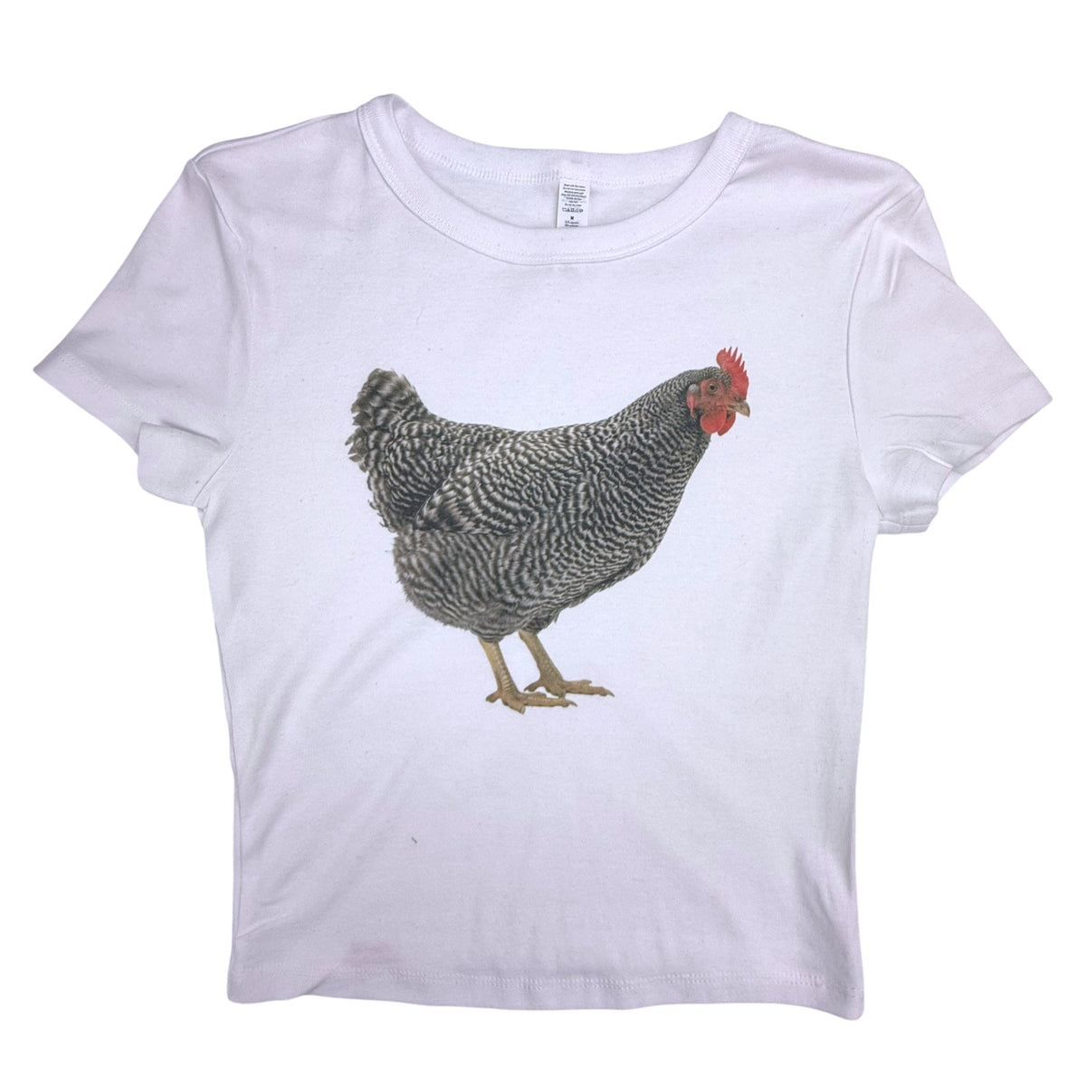 CHICKEN WHITE BABY TEE SAMPLE - M