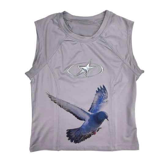 FLYING PIGEON STAR GRAY TANK - L