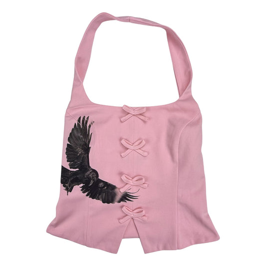 PINK CROW HALTER TOP - XS