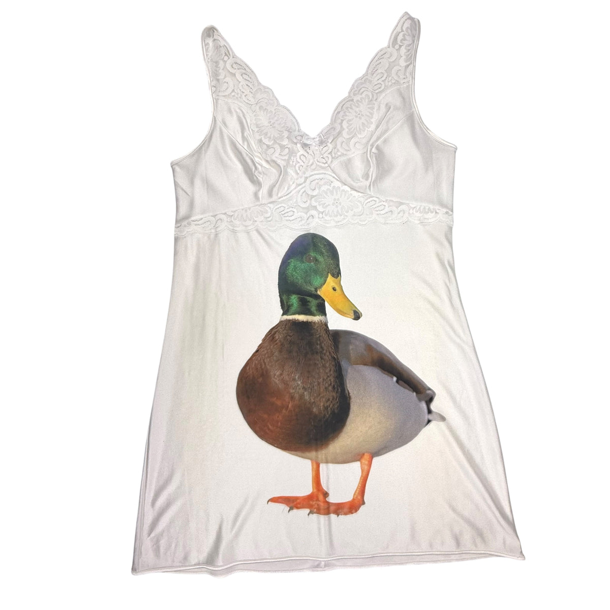 BIG DUCK WHITE SLIP DRESS - L