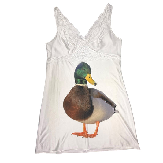 BIG DUCK WHITE SLIP DRESS - L