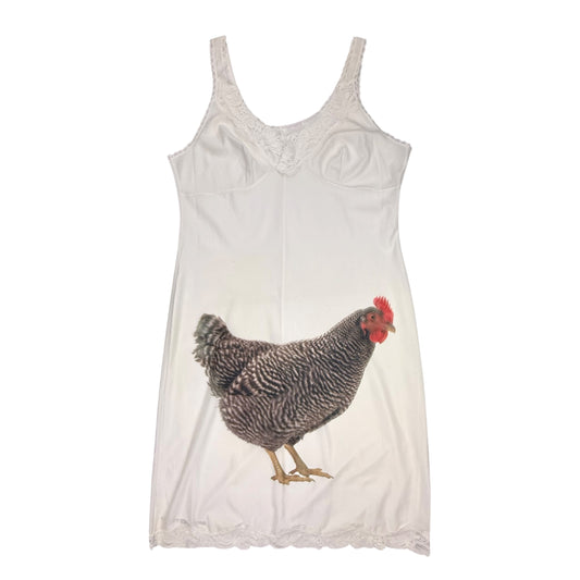 BIG CHICKEN WHITE SLIP DRESS - M