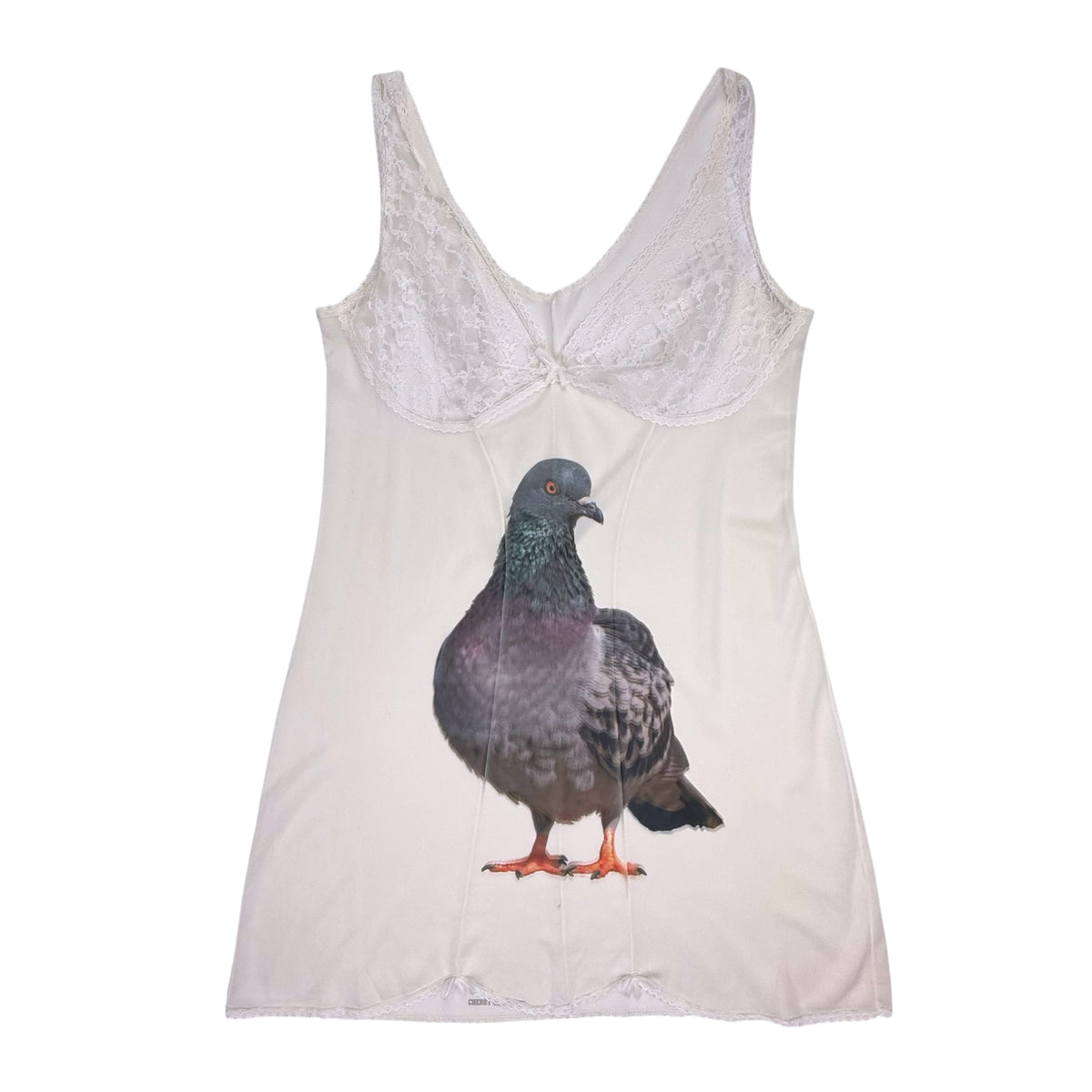 BIG PIGEON WHITE SLIP DRESS - L