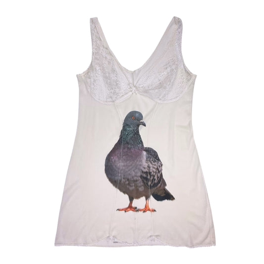 BIG PIGEON WHITE SLIP DRESS - L