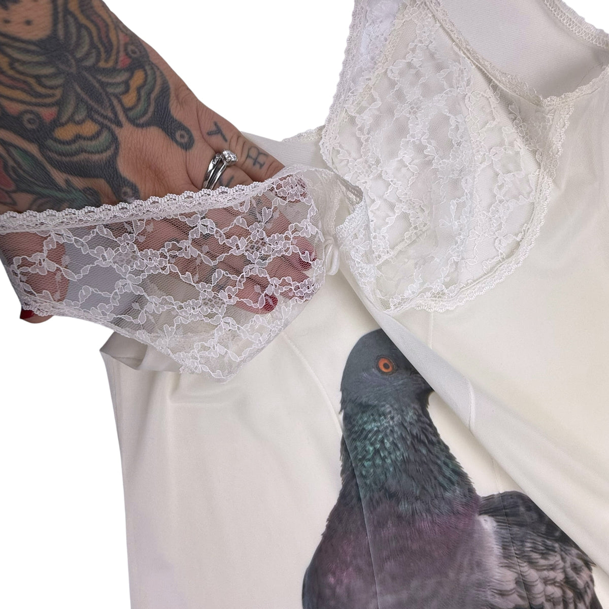 BIG PIGEON WHITE SLIP DRESS - L