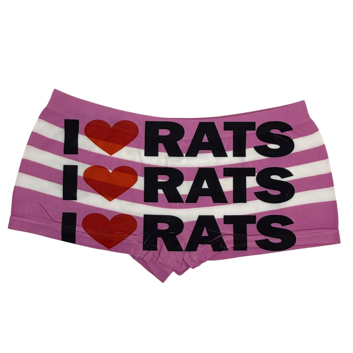 I LOVE RATS PINK STRIPE BOYSHORT UNDIES - M