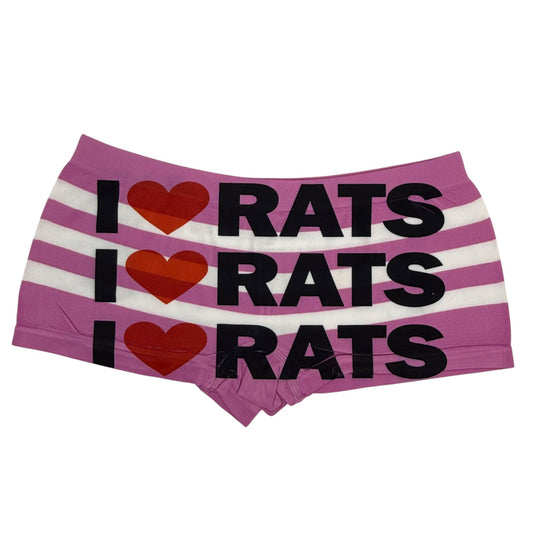 I LOVE RATS PINK STRIPE BOYSHORT UNDIES - M