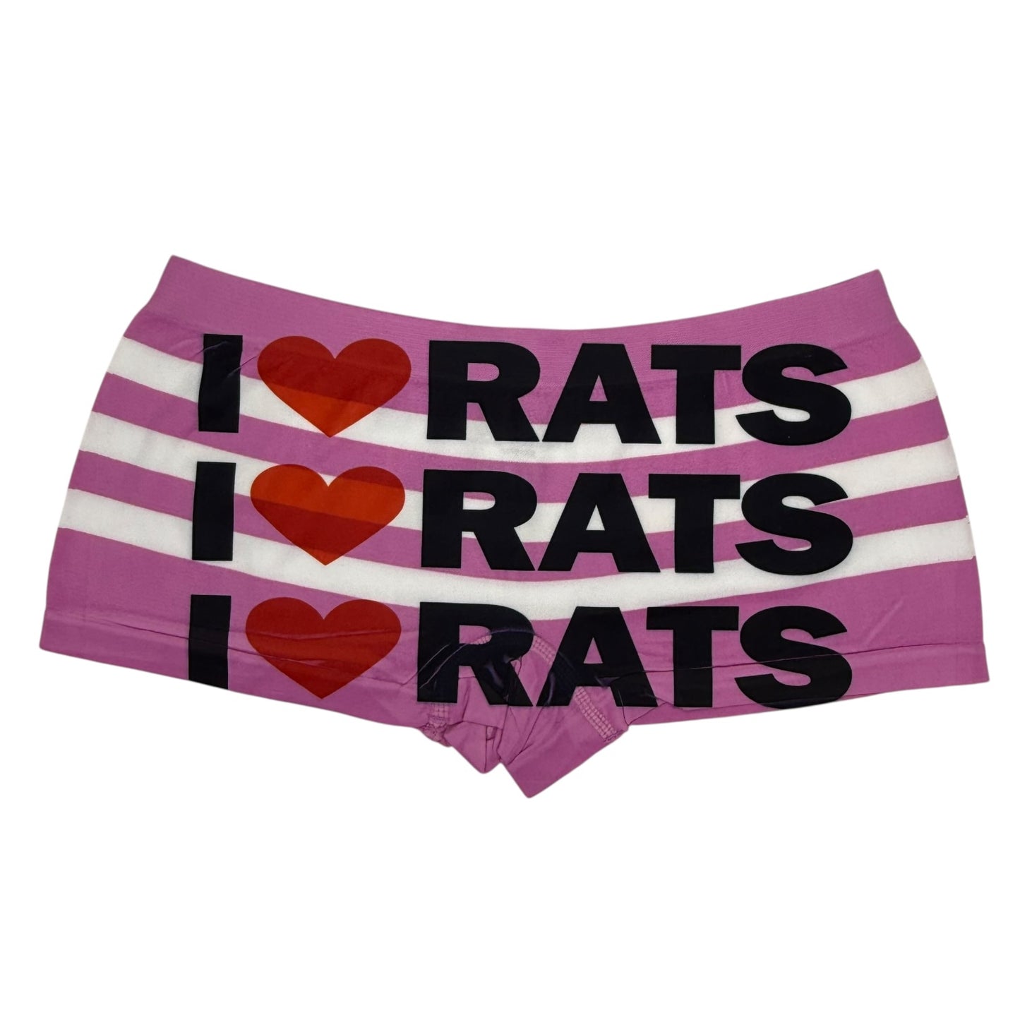 I LOVE RATS PINK STRIPE BOYSHORT UNDIES - M