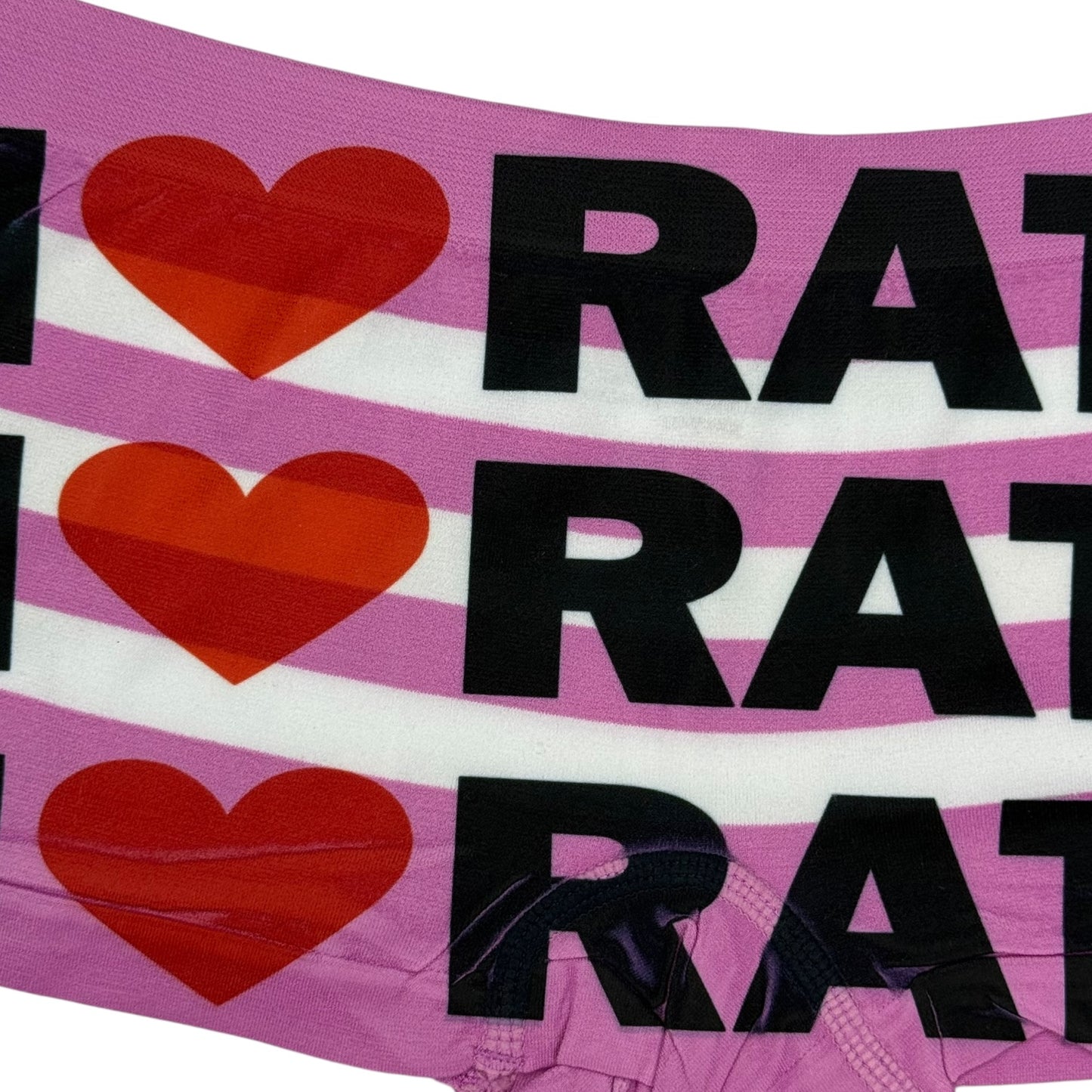 I LOVE RATS PINK STRIPE BOYSHORT UNDIES - M