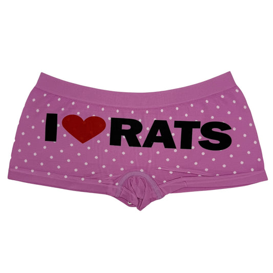 I LOVE RATS PINK POLKA DOT BOYSHORT UNDIES - M