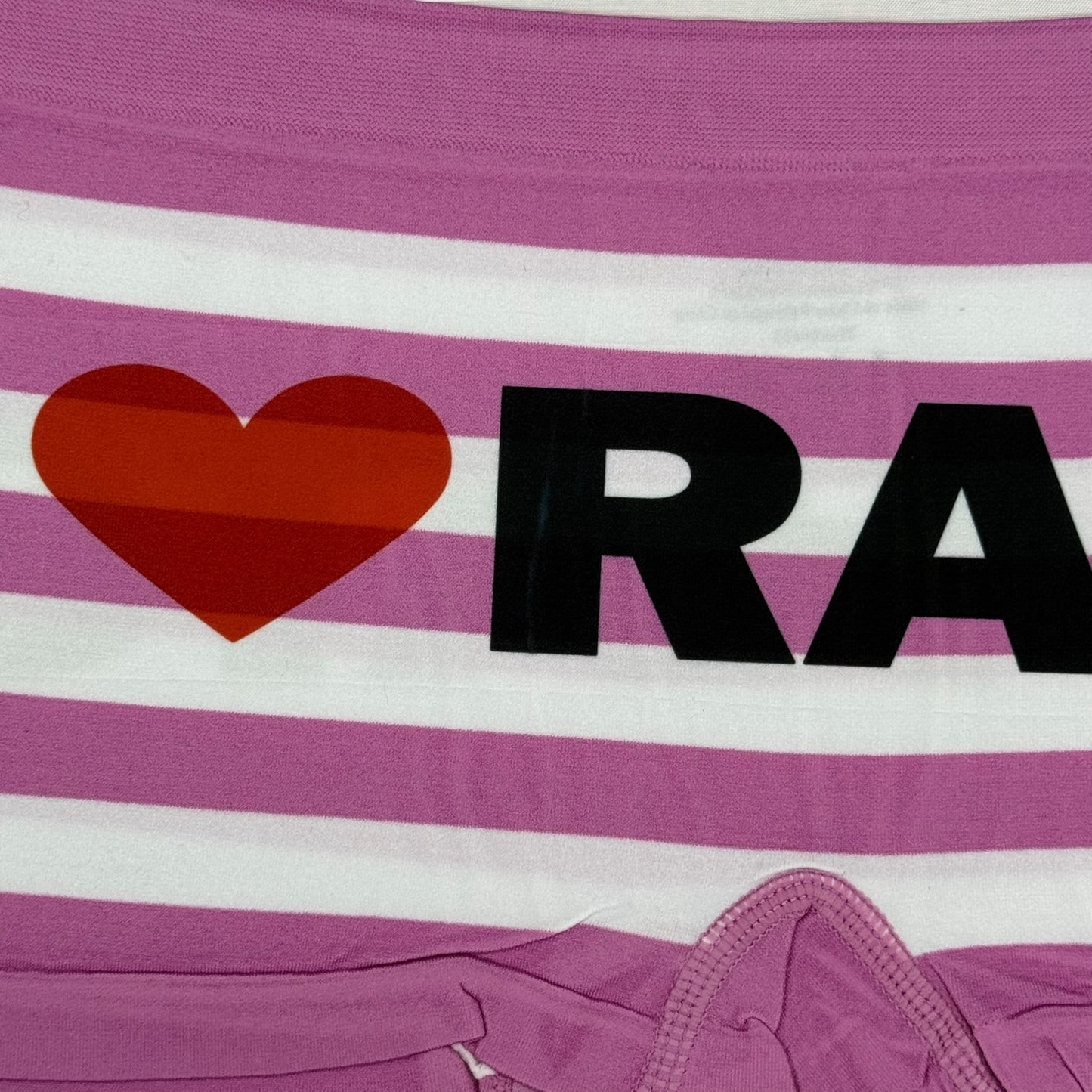 I LOVE RATS PINK STRIPE BOYSHORT UNDIES - L