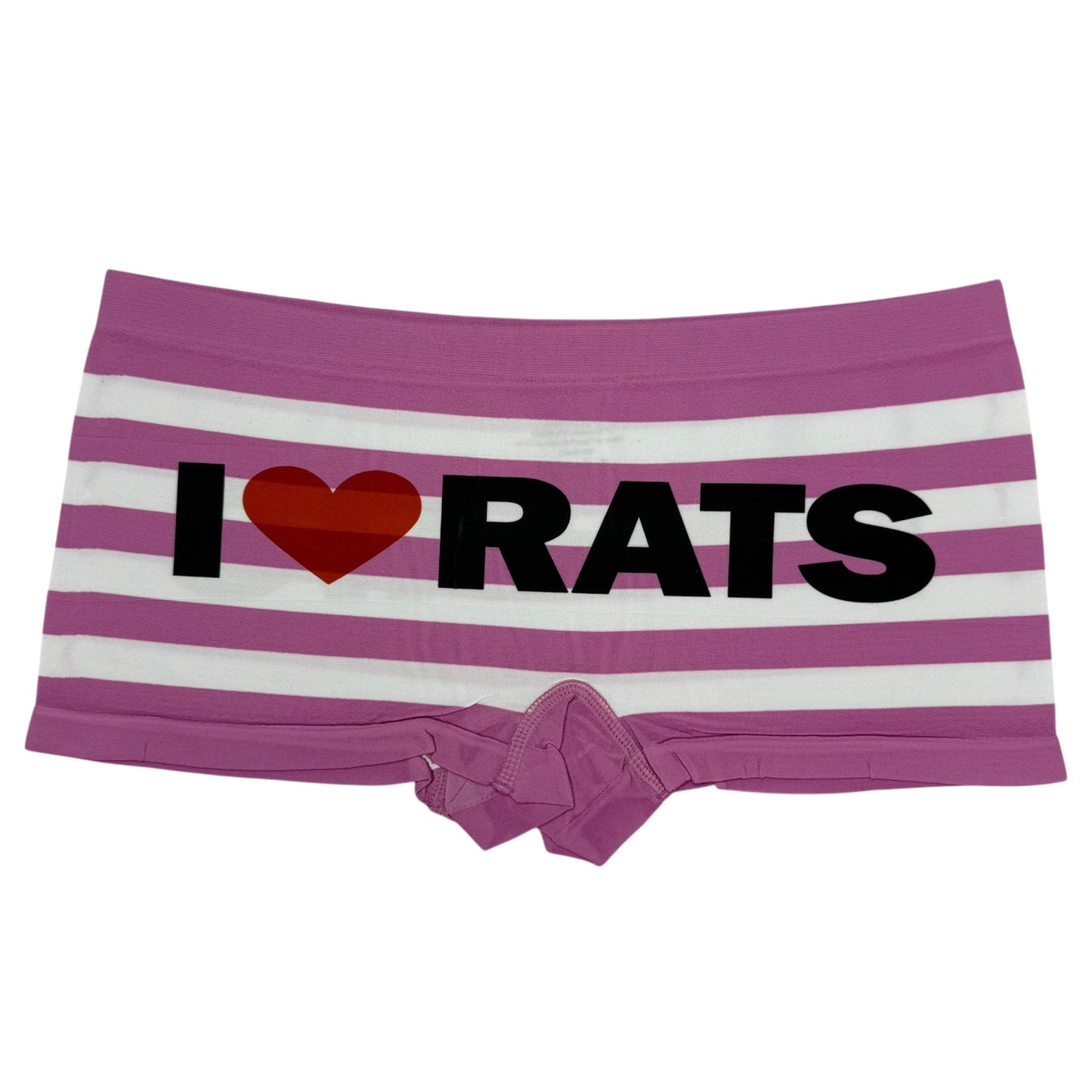 I LOVE RATS PINK STRIPE BOYSHORT UNDIES - L