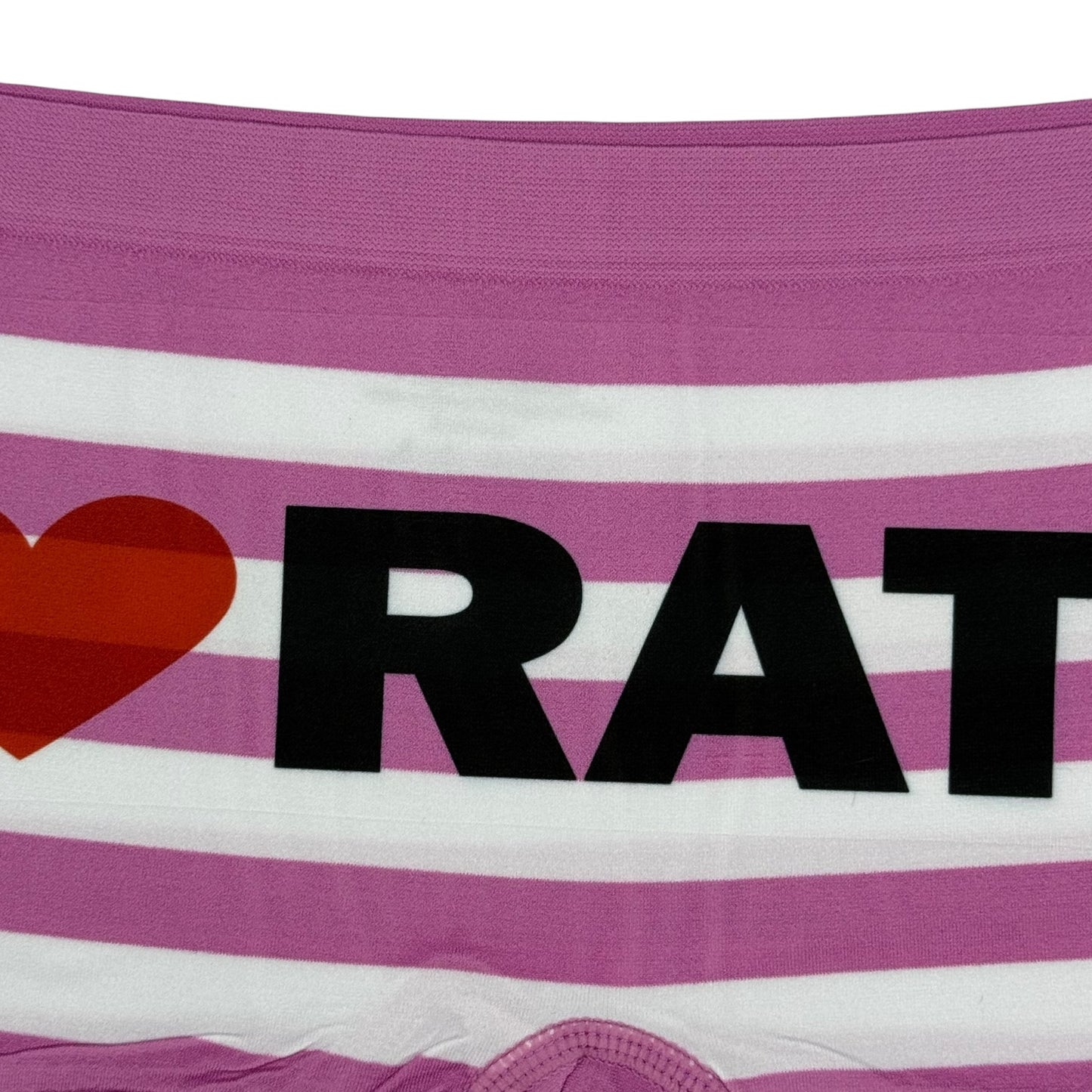 I LOVE RATS PINK STRIPE BOYSHORT UNDIES - L