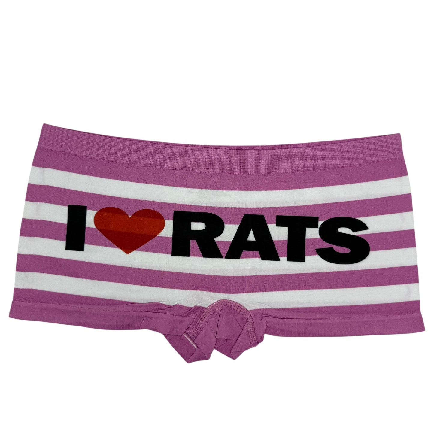 I LOVE RATS PINK STRIPE BOYSHORT UNDIES - L
