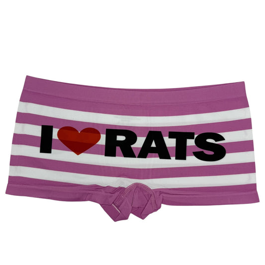 I LOVE RATS PINK STRIPE BOYSHORT UNDIES - L