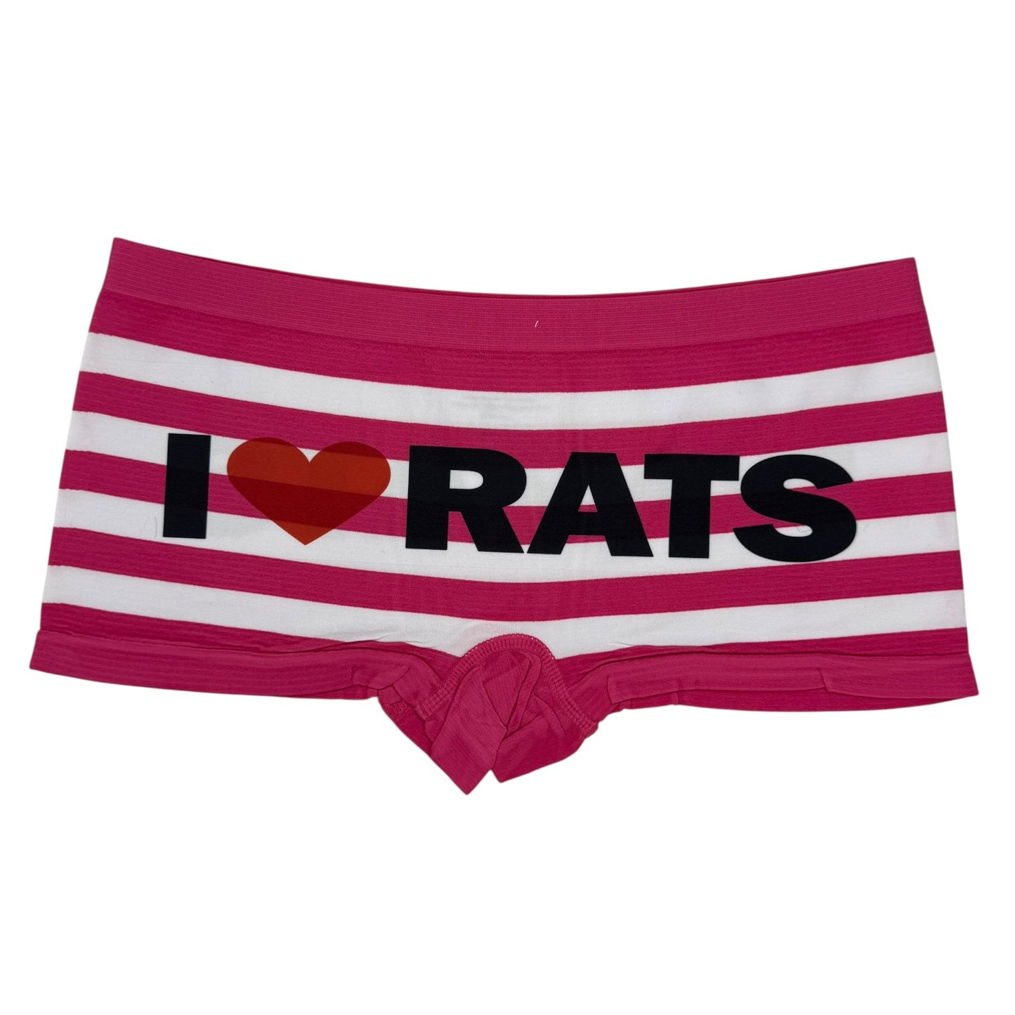 I LOVE RATS DARK PINK STRIPE BOYSHORT UNDIES - L