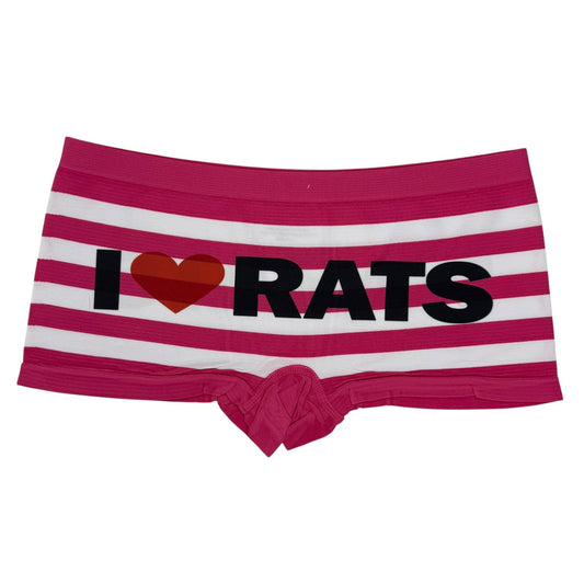 I LOVE RATS DARK PINK STRIPE BOYSHORT UNDIES - L