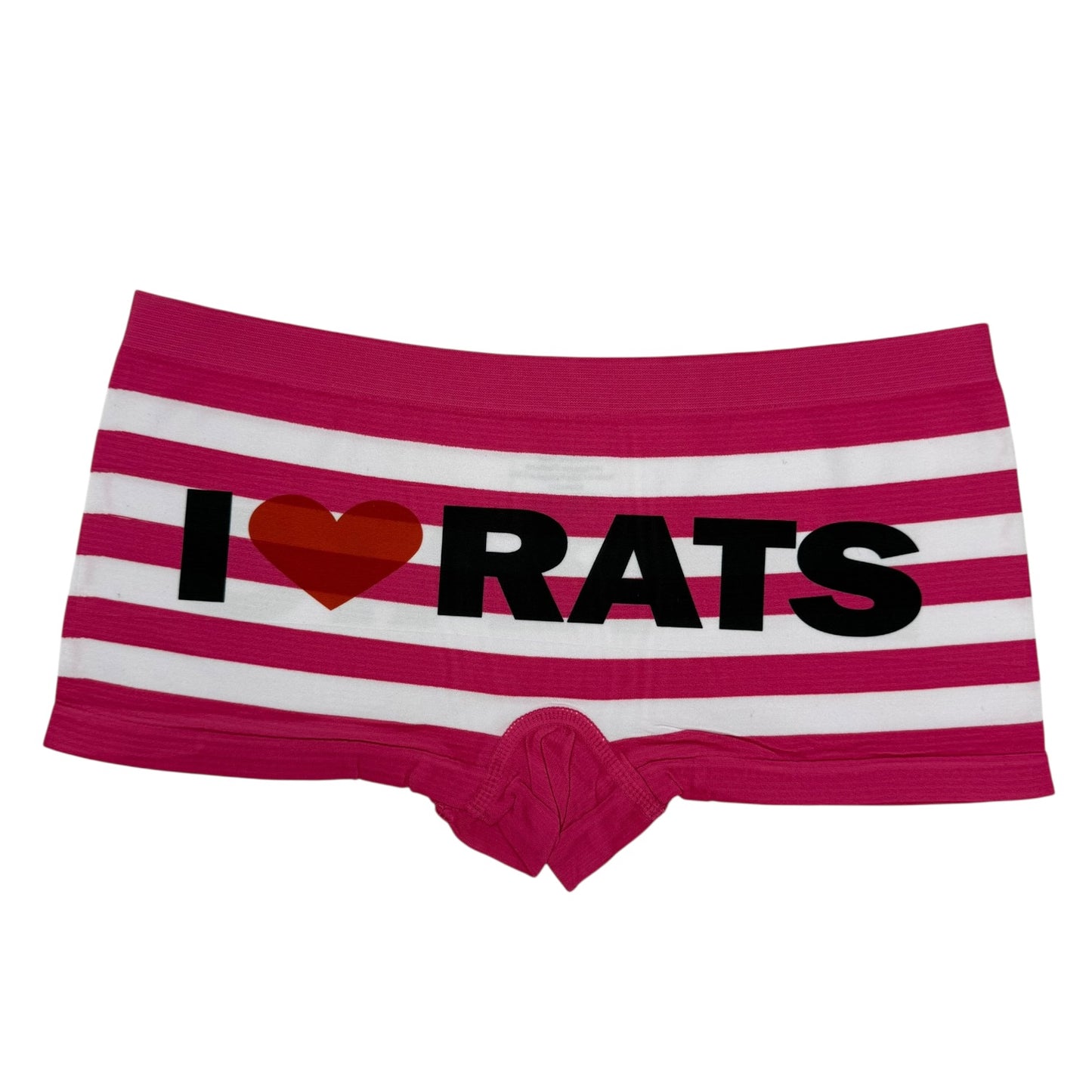I LOVE RATS DARK PINK STRIPE BOYSHORT UNDIES - L