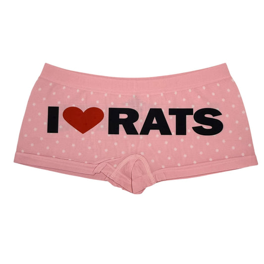 I LOVE RATS LIGHT PINK POLKA DOT BOYSHORT UNDIES - M