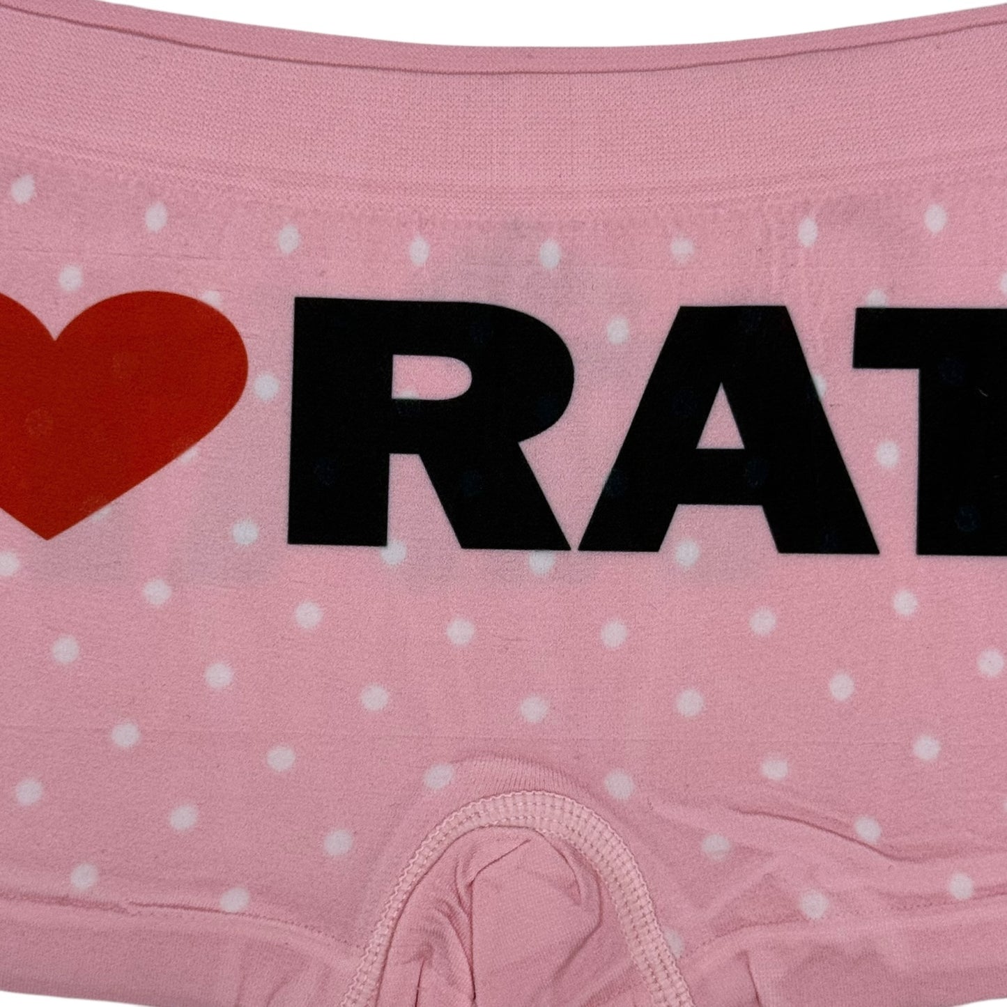 I LOVE RATS LIGHT PINK POLKA DOT BOYSHORT UNDIES - M