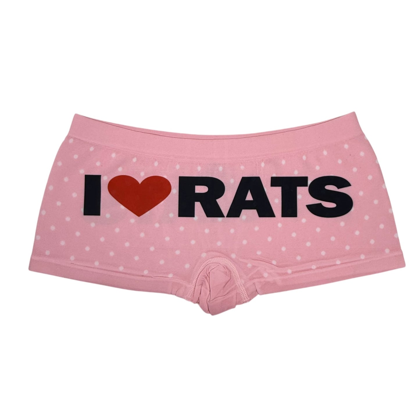 I LOVE RATS LIGHT PINK POLKA DOT BOYSHORT UNDIES - M