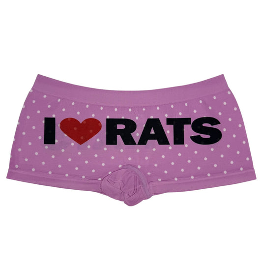 I LOVE RATS PINK POLKA DOT BOYSHORT UNDIES - M