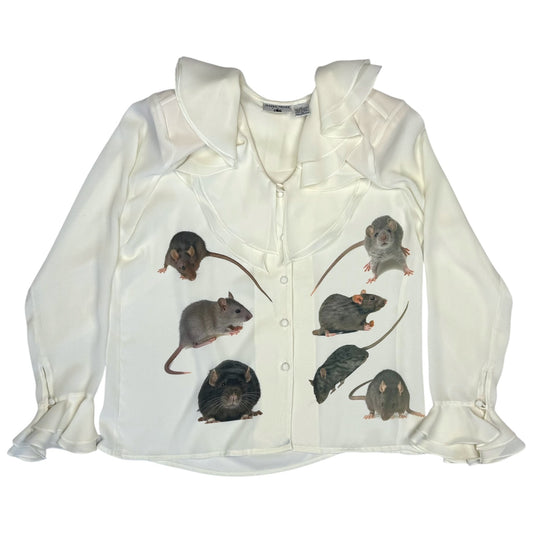 RATS EVERYWHERE RUFFLE BLOUSE - L