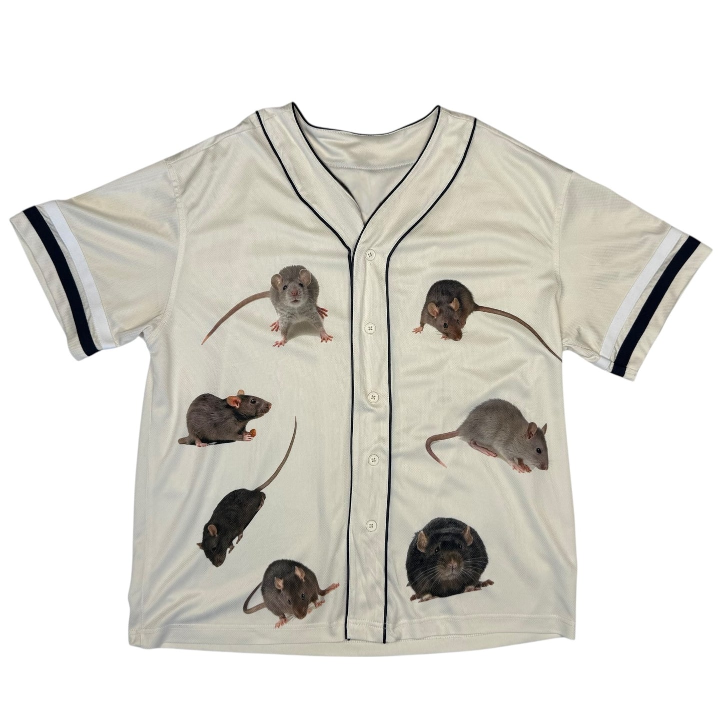 BASEBALL RAT WHITE BUTTON UP - MENS L