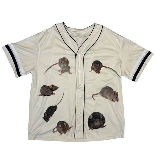 BASEBALL RAT WHITE BUTTON UP - MENS L