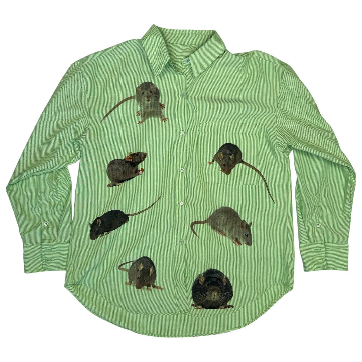 RATS EVERYWHERE GREEN STRIPED BLOUSE - M