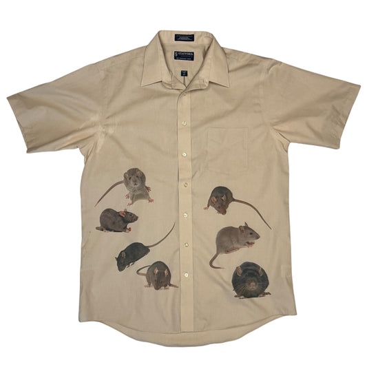 SUPER COOL RAT TAN WHITE BUTTON UP -  MENS XL
