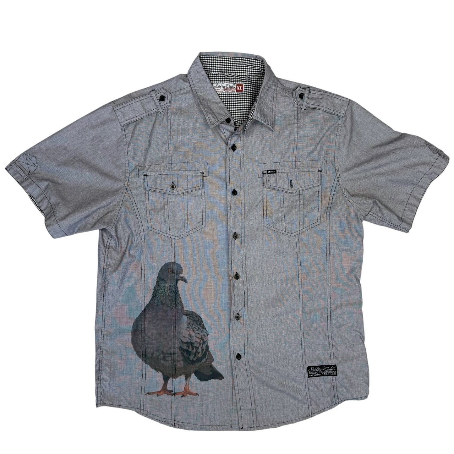 PIGEON GRAY BUTTON UP -  MENS XL