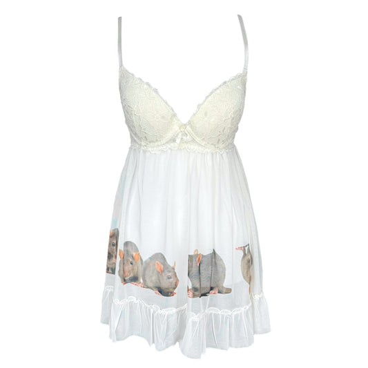 RAT LINE UP WHITE BABYDOLL TANK - M