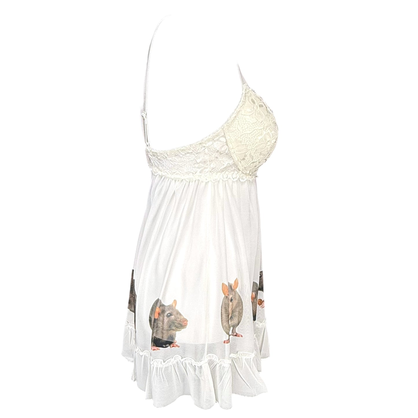 RAT LINE UP WHITE BABYDOLL TANK - M