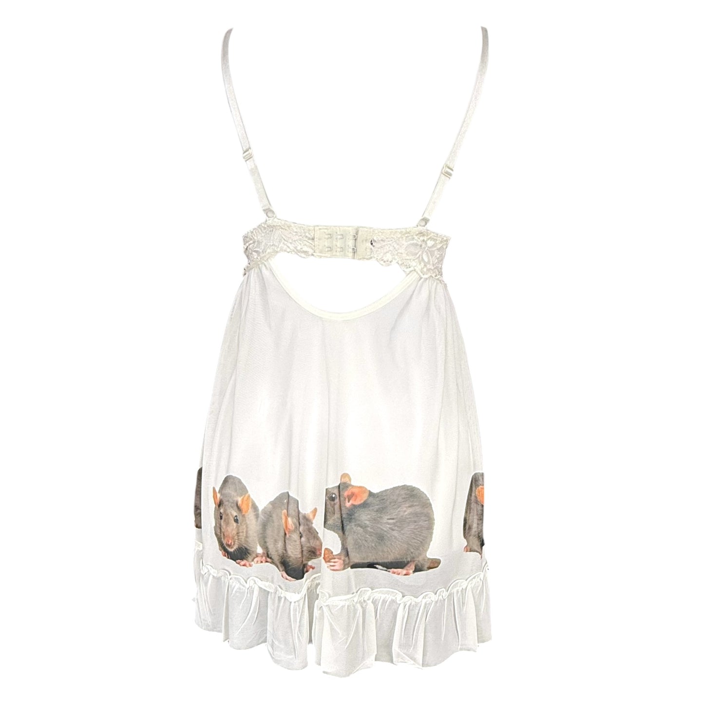 RAT LINE UP WHITE BABYDOLL TANK - M