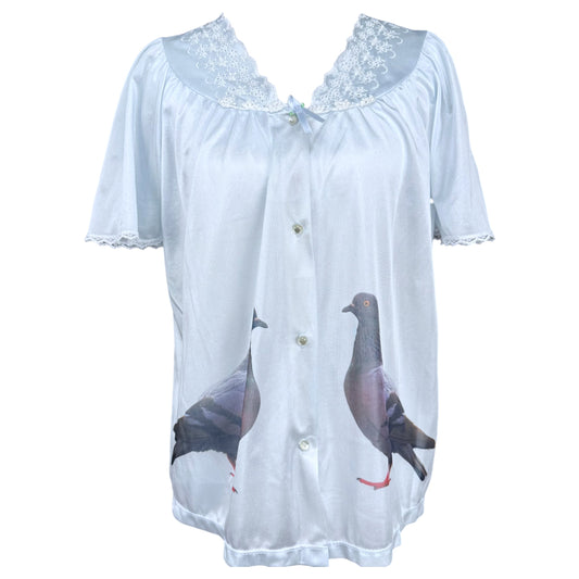 BLUE PIGEON ROSETTE NIGHTIE TOP - M