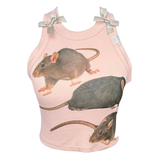 RAT FRIENDS PINK BOW TANK - S