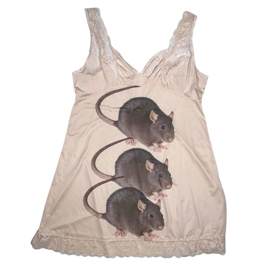 BIG RAT BROWN 2 WHITE LACE DRESS - 3X