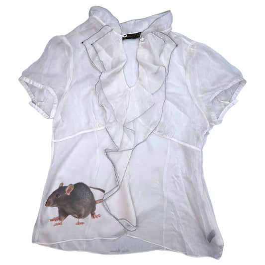 RAT WHITE RUFFLE BLOUSE - XL