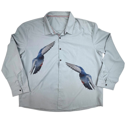 FLYING PIGEON PALE SAGE BLUE BUTTON UP - MENS 4X