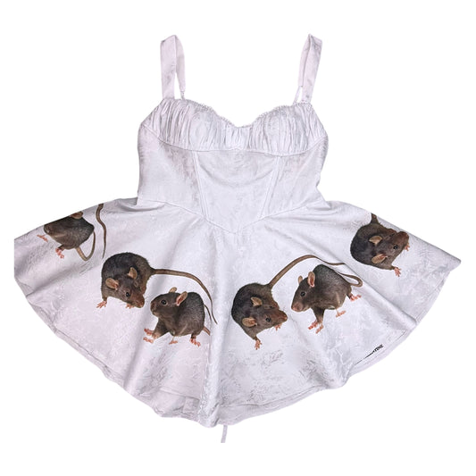 RAT FRIENDS WHITE CORSET DRESS - 2X
