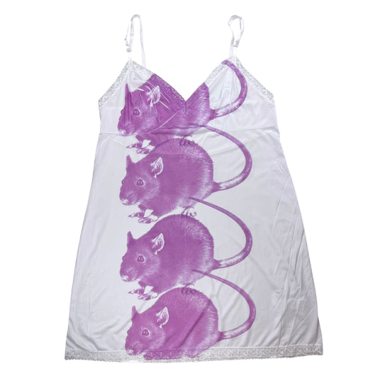 BIG PINK RAT WHITE SLIP DRESS - 2X