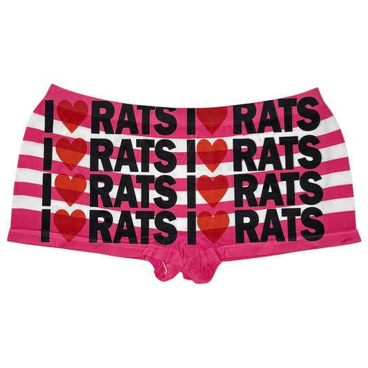 I LOVE RATS PINK STRIPE BOYSHORT UNDIES - XL