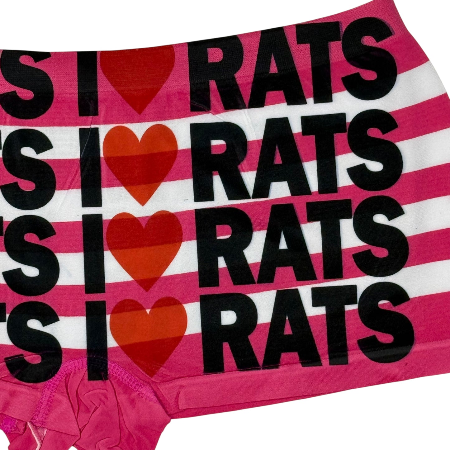 I LOVE RATS PINK STRIPE BOYSHORT UNDIES - XL